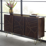 Dark Gold Reclaimed Wood 2 Door 3 Drawer Sideboard with Gold Legs