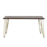 Dark Gold Reclaimed Wood Dining Table with Gold Legs