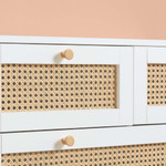 Croxley 5 Drawer White and Rattan Drawer Chest