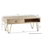 Light Gold Reclaimed Wood 2 Drawer Coffee Table