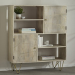 Light Gold Reclaimed Wood 2 Door Display Cabinet