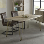 Light Gold Reclaimed Wood Dining Table with Gold Legs