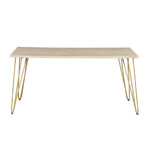 Light Gold Reclaimed Wood Dining Table with Gold Legs