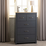 Portland Grey and Oak 3+2 Drawer Chest