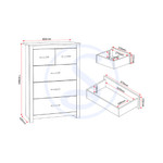 Portland White and Oak 3+2 Drawer Chest