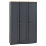 Portland Grey and Oak 3 Door Wardrobe