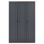 Portland Grey and Oak 3 Door Wardrobe