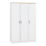 Portland White and Oak 3 Door Wardrobe