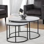 Bellini White Marble Round Nesting Coffee Table