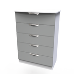 Camden Dust Grey and White 5 Drawer Chest 