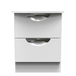 Camden White Gloss 2 Drawer Bedside Cabinet