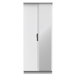 Camden White Gloss 2 Door Mirrored Wardrobe