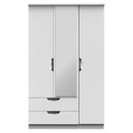 Camden White Gloss 3 Door 2 Drawer Mirrored Wardrobe