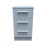 Contrast Denim Blue 3 Drawer Bedside Cabinet