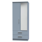 Contrast Denim Blue 2 Door 2 Drawer Mirrored Wardrobe