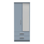 Contrast Denim Blue 2 Door 2 Drawer Mirrored Wardrobe