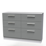 Contrast Dusk Grey and White 6 Drawer Midi Chest