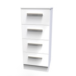Contrast White Gloss and Matt 4 Drawer Bedside Cabinet