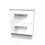 Contrast White Gloss and Matt 2 Drawer Bedside Cabinet