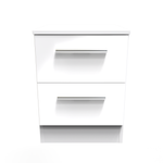 Contrast White Gloss and Matt 2 Drawer Bedside Cabinet