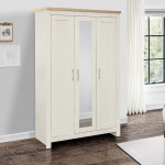 Highgate Cream and Oak 3 Door Mirrored Wardrobe