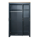 Highgate Navy and Oak 3 Door Mirrored Wardrobe