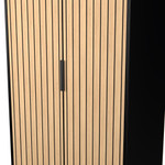 Fiji Oak Slatted and Black Matt 2 Door Wardrobe