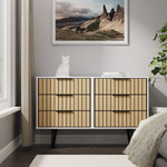 Fiji Oak Slatted and White 6 Drawer Chest