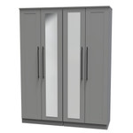 Beverley Dusk Grey 4 Door Mirrored Wardrobe