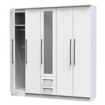 Beverley White 5 Door 2 Drawer Mirrored Wardrobe