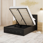Hollywood Black Diamante Backed Ottoman Bed (4'6" Double)