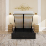 Hollywood Black Diamante Backed Ottoman Bed (4'6" Double)