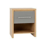 Seville Grey and Oak 1 Drawer Bedside Cabinet 