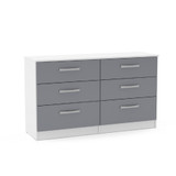 Lynx White and Grey 6 Drawer Chest