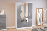 Lynx White & Grey 4+2 Wardrobe with Mirror