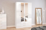 Lynx White 4+2 Wardrobe with Mirror