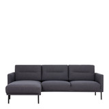 Larvik Charcoal Chaise End Left Hand Sofa with Black Legs