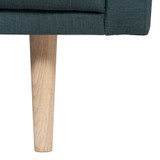 Larvik Dark Green Chaise End Left Hand Sofa with Oak Legs