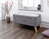 Minstrel Grey Fabric Ottoman Storage Bench