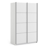 Verona White Sliding Wardrobe with 5 Shelves (120cm)