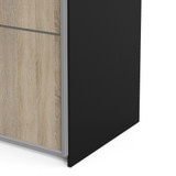 Verona 120cm Sliding Wardrobe with 2 Shelves in Oak Effect & Black