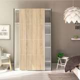 Verona 120cm Sliding Wardrobe with 5 Shelves in Oak Effect & Black