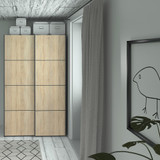 Verona 120cm Sliding Wardrobe with 5 Shelves in Oak Effect & Black