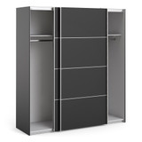 Verona 180cm Sliding Wardrobe with 2 Shelves in Black