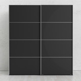 Verona 180cm Sliding Wardrobe with 2 Shelves in Black