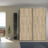 Verona 180cm Sliding Wardrobe with 2 Shelves in Oak Effect & Black