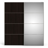 Verona 180cm Sliding Mirror Wardrobe with 2 Shelves in Black