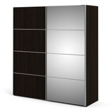 Verona 180cm Sliding Mirror Wardrobe with 2 Shelves in Black