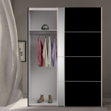 Verona 180cm Sliding Mirror Wardrobe with 2 Shelves in Black