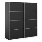 Verona 180cm Sliding Wardrobe with 5 Shelves in Black